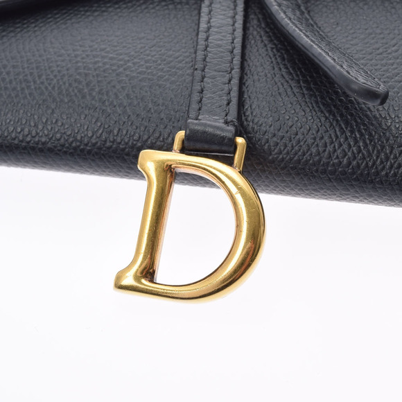 CHRISTIAN DIOR Saddle Long Wallet Black Calfskin Chain - Picture 7 of 12